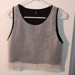 Forever 21 Black and White Mesh Tank Top